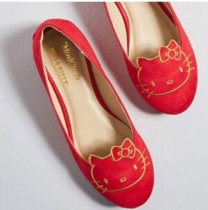 ModCloth x Hello Kitty Amble Companion Red Flat Ballet Shoes 9